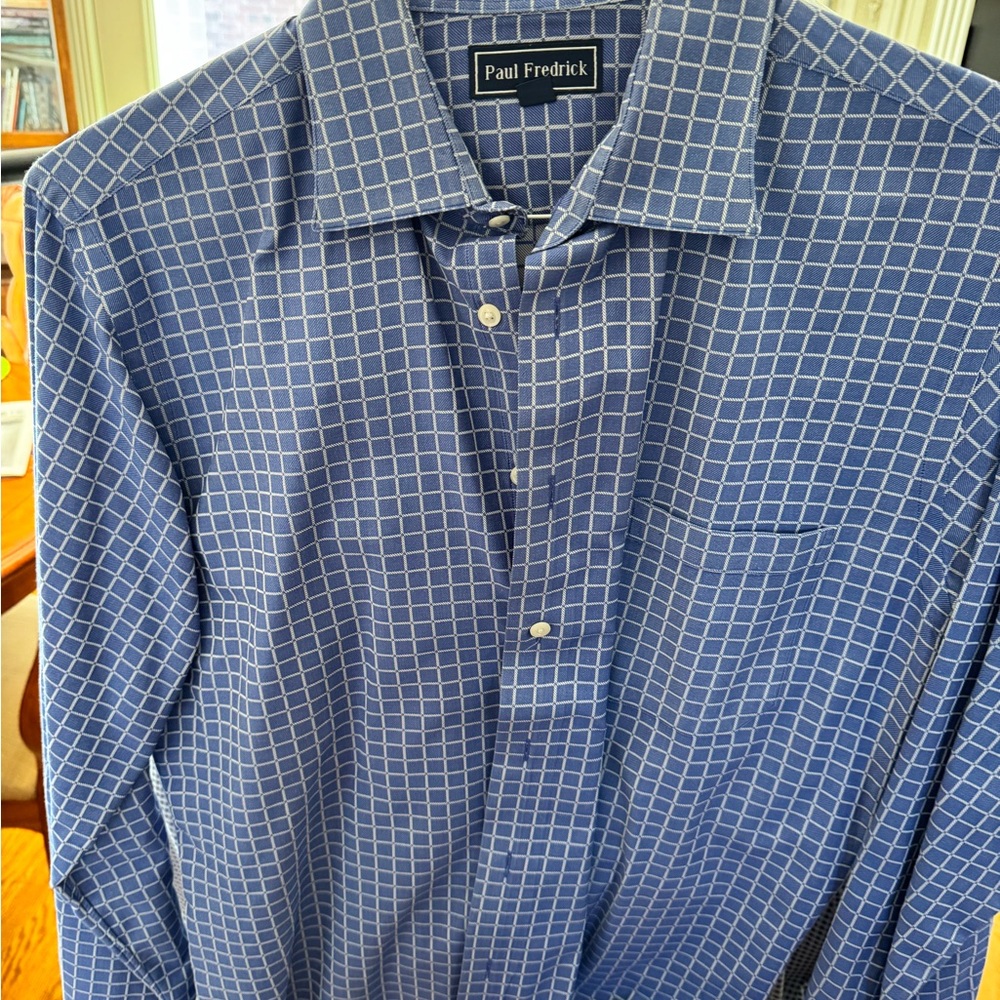Paul Fredrick Navy Grid Men's Dress Shirt